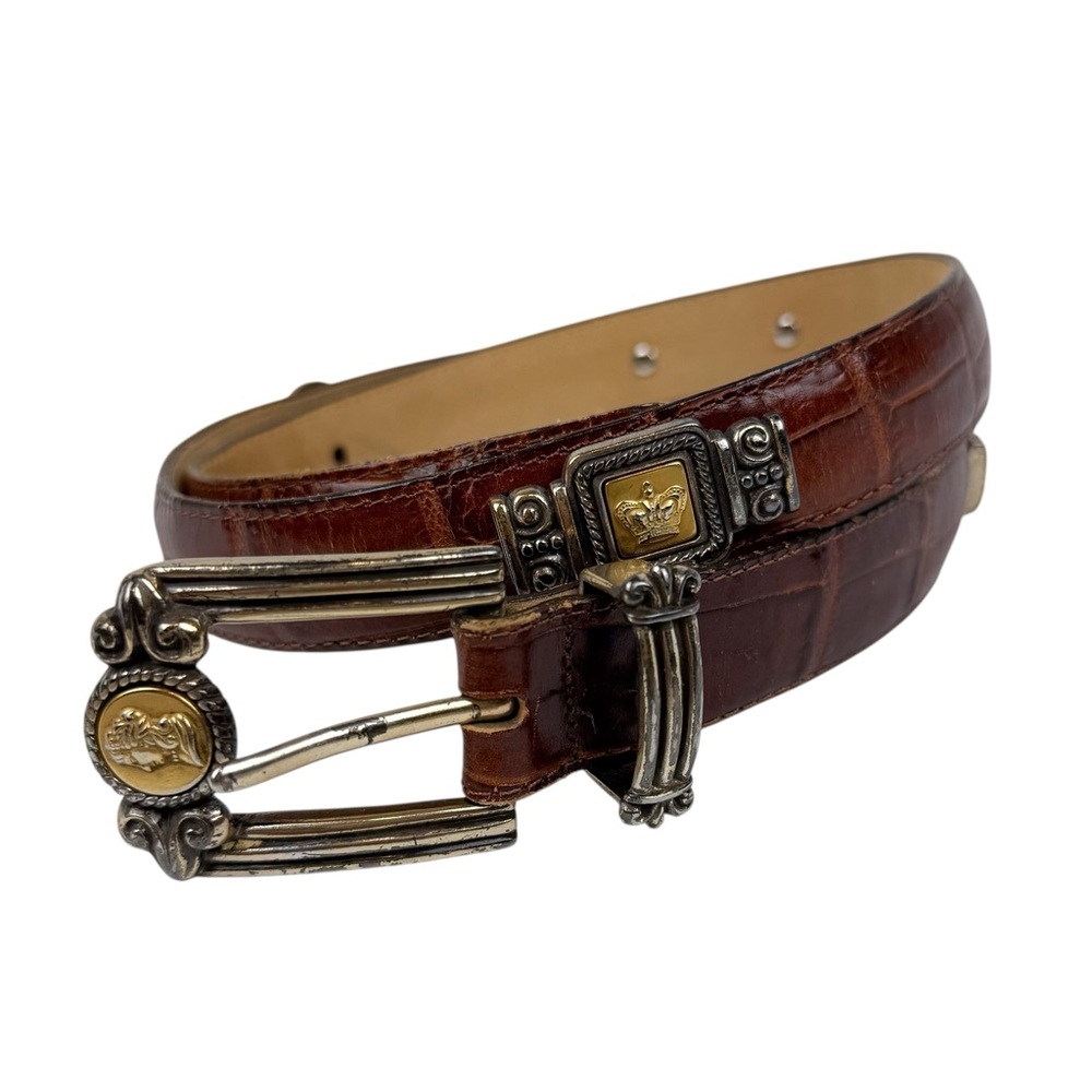 Vintage 1996 Brighton Museum Collection Brown‎ Leather Golden Coin Belt Large - Picture 2 of 13